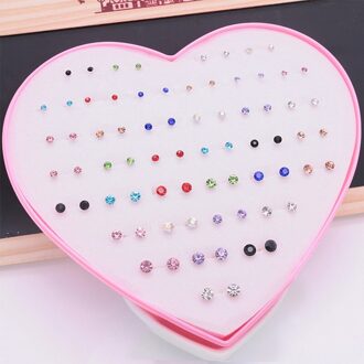36 Stks/doos Multi-color Crystal Cartoon Hypoallergeen Plastic Stud Oorbellen Set Voor Vrouwen Meisje Dochter Sieraden A4
