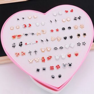 36 Stks/doos Multi-color Crystal Cartoon Hypoallergeen Plastic Stud Oorbellen Set Voor Vrouwen Meisje Dochter Sieraden A6