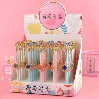 36 Stks/partij Creatieve Diamant Vlinder Hanger Metalen Vulpotlood Leuke Student Automatische Pen Voor Kid School Office Supply B