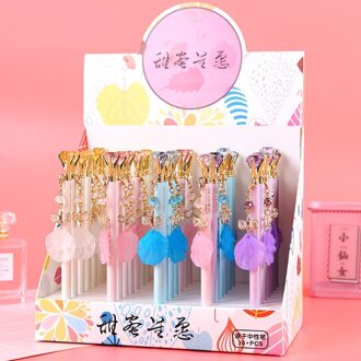 36 Stks/partij Creatieve Diamant Vlinder Hanger Metalen Vulpotlood Leuke Student Automatische Pen Voor Kid School Office Supply