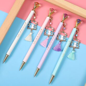 36 Stks/partij Creatieve Diamant Vlinder Hanger Metalen Vulpotlood Leuke Student Automatische Pen Voor Kid School Office Supply