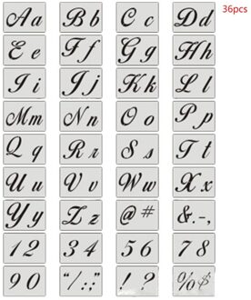36 Stks/set Brief Alfabet Stencil Muur Schilderen Hout Diy Tekening Sjabloon Craft