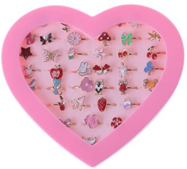 36 stks/set Fancy Verstelbare Cartoon Ringen Party Gunsten Kids Meisjes Actiefiguren Speelgoed
