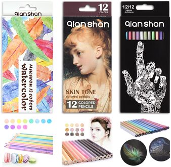 36 Tellen Kleurpotloden Set-Professionele Kunstenaar Kleurpotlood Kit Met 12 Metallic, 12 Macaron Kleur, 12 Huidtinten