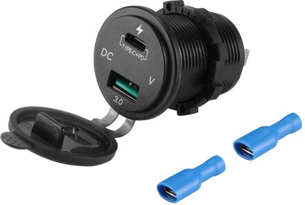 36 W Auto USB Charger Hub Adapter Quick Lading QC3.0 5 V Type-C PD Snelle Lader met Voltmeter 12-24 V