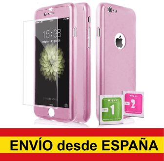 360 ° Hybrid Case Voor Iphone 6 / 6S Rose Gold + Gehard Glas Case