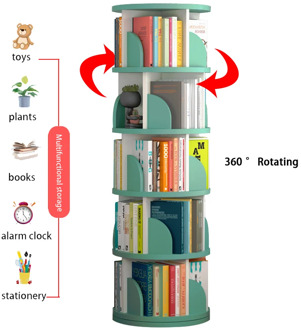 360 ° Rotating Bookshelf Multi-layer Floor Shelf Storage Rack Large Capacity Furniture For Home For Books