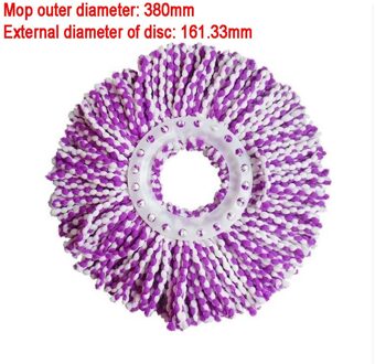 360 ° Roterende Microfiber Spin Spinning Super Vervanging Mop Hoofd Refill Mops Voor Huishoudster Thuis Floor Cleaning Mop paars wit