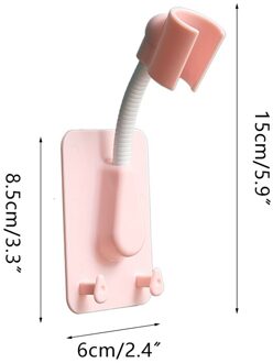 360 ° Verstelbare Douchekop Houder Punch-Gratis Douche Beugel Met Haken Wall Mounted Badkamer Beugel Douchekop Rack Universele roze