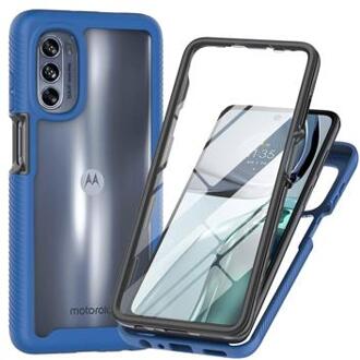 360 Bescherming Motorola Moto G62 5G Hoesje - Donkerblauw / Doorzichtig