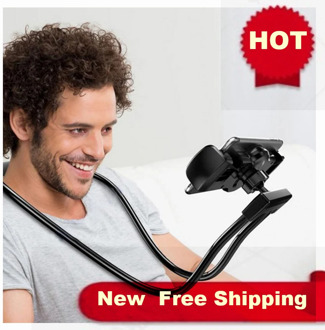 360 Degree Lazy Necklace Bracket Flexible Mobile Phone Holder Hanging Neck Bed Phones Holder Stand Table Clip Holder Arm