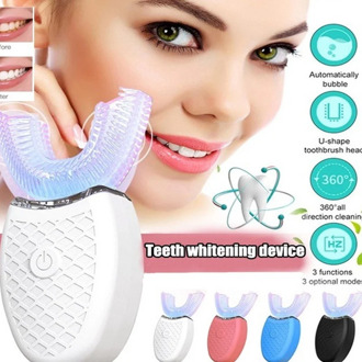 360 Degrees Blue Light Intelligent Automatic Sonic Electric Brush U Modes Toothbrushs USB Charging Teeth Whitening