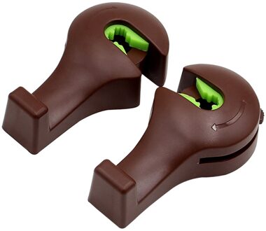 360 Graden Draaibare Auto Rugleuning Haak Multi-Functionele Metalen Auto Hoofdsteun Hanger Tas Haak Houder Voor bag Purse Beugel bruin 2stk