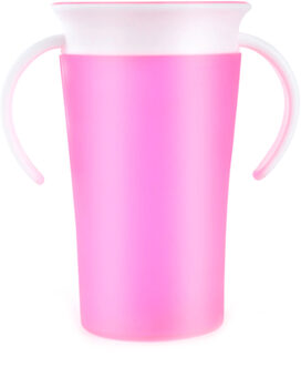 360 Graden Gedraaid Baby Leren Drinkbeker Met Dubbel Handvat Lekvrij Zuigelingen Water Cups Baby Training Cup Magic Cup roze met handvat