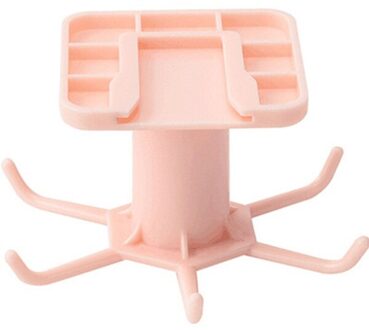 360 Graden Gedraaid Keuken Haken Zelfklevende 6 Haken Home Muur Deur Haak Handtas Kleding Ties Tas Hanger Opknoping Rack roze