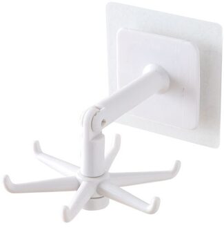360 Graden Gedraaid Keuken Haken Zelfklevende 6 Haken Home Muur Deur Haak Handtas Kleding Ties Tas Hanger Opknoping Rack wit