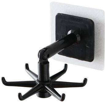 360 Graden Gedraaid Keuken Haken Zelfklevende 6 Haken Home Muur Deur Haak Handtas Kleding Ties Tas Hanger Opknoping Rack zwart
