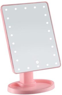 360 Graden Rotatie Make-Up Spiegel 16/22 Led Verstelbare Touch Screen Cosmetische Schoonheid Desktop Vanity Table Stand Spiegels roze 22 LED Mirror