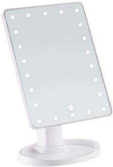 360 Graden Rotatie Make-Up Spiegel 16/22 Led Verstelbare Touch Screen Cosmetische Schoonheid Desktop Vanity Table Stand Spiegels wit 22 LED Mirror