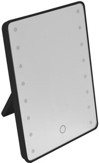 360 Graden Rotatie Make-Up Spiegel 16/22 Led Verstelbare Touch Screen Cosmetische Schoonheid Desktop Vanity Table Stand Spiegels zwart 16 LED Mirror