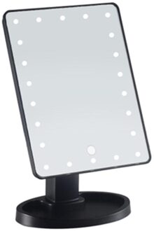 360 Graden Rotatie Make-Up Spiegel 16/22 Led Verstelbare Touch Screen Cosmetische Schoonheid Desktop Vanity Table Stand Spiegels zwart 22 LED Mirror