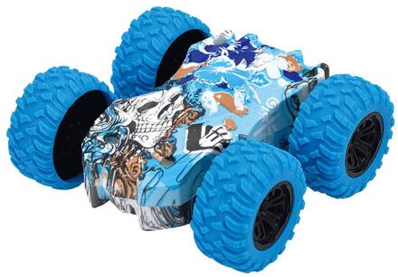 360 Graden Rotatie Pull Back Auto Dubbelzijdig Roterende Graffiti Off Road Speelgoed Inertiële 4-Wheel Drive Kustvaarders Inertiële power blauw