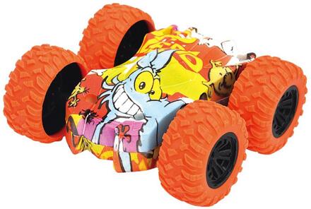 360 Graden Rotatie Pull Back Auto Dubbelzijdig Roterende Graffiti Off Road Speelgoed Inertiële 4-Wheel Drive Kustvaarders Inertiële power oranje