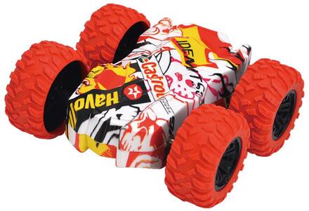 360 Graden Rotatie Pull Back Auto Dubbelzijdig Roterende Graffiti Off Road Speelgoed Inertiële 4-Wheel Drive Kustvaarders Inertiële power rood