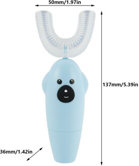 360 Graden Sonic Automatische Kinderen Tanden Cleaner U Type Elektrische Tandenborstel IPX7 Waterdichte Tanden Reinigen Batterij Aangedreven Blauw