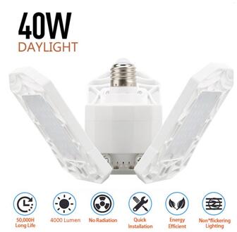 360 Graden Triple Garage Licht 40W 60W Heldere Vervormbare Indoor Licht 6000 Lumen Premium Led Garage Licht wit 20X21.5cm