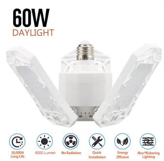360 Graden Triple Garage Licht 40W 60W Heldere Vervormbare Indoor Licht 6000 Lumen Premium Led Garage Licht wit 26.5X25cm