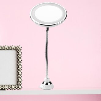 360 Graden Vouwen Roterende Make-Up Spiegel 10X Vergrootglas Vanity Zware Zuignappen Spiegel Met Led Natuurlijke Licht