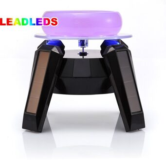 360 Graden Zwart Solar Draaitafel Roterende Sieraden Horloge Telefoon Ring Display Stand/LED licht 5 stuks