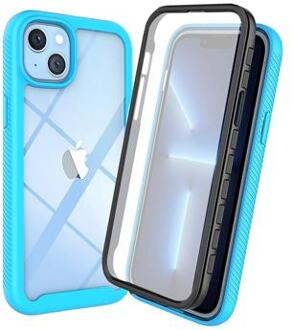 360 Protection Series iPhone 14 Plus Case - Babyblauw / Doorzichtig