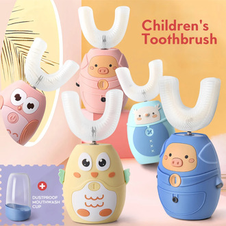 360° Sonic Electric Toothbrush Children Silicone UV Sterilization Intelligent Automatic Brush Head Kids USB Rechargeable UShape