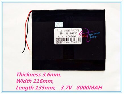 36116135 Tablet PC batterij capaciteit 3.7 V 8000mA 8 inch 9 inch 10 inch elk tablet universele oplaadbare lithium batterijen