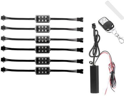 36LED 6Pcs Led Motorfiets Nachtlampje Afstandsbediening Aansluitbaar Rgb Cafe Racer Glow Lights Strip Kit Motorfiets Licht Meubi