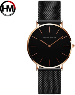 36mm New Arrival Rose Gold Black Simple Bauhaus Design Japan Quartz Ladies Stainless Steel Ultra Thin Waterproof Women Watches