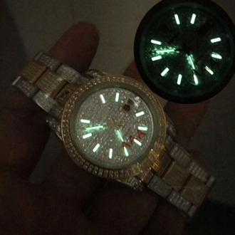 36mm Silver&Gold Iced out watches Luxury Brand Rolexable watch Date-Just + Box Men automatic self-wind sweeping diamonds