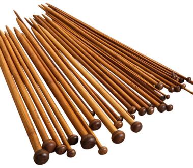 36Pcs 18 Size Bamboe Haak Naald Set Single Puntige Carbonize Breinaalden Binnenlandse Weave Breien Tool