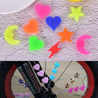 36Pcs Gemengde Lichtgevende Star Bike Fiets Wheel Spoke Kralen Plastic Clip Spoke Bead Fiets Kralen Draad Kralen Decoraties