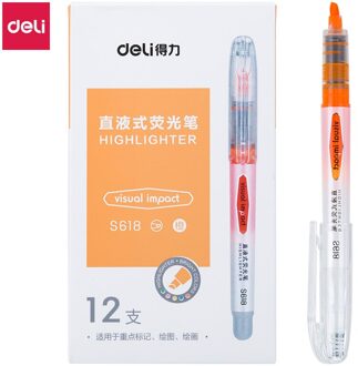 36pcs veel Straight vloeibare markeerstift marker pen 5 kleuren Oranje rood geel blauw groen kantoor fluorescerende pen deli S618 mix kleur