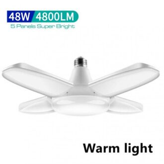 36W Vervormbare Industriële Verlichting E27 Led Fan Garage Licht Super Heldere Led High Bay Industriële Lamp Voor Workshop Vouwen lamp 48W 52LED e27 warm