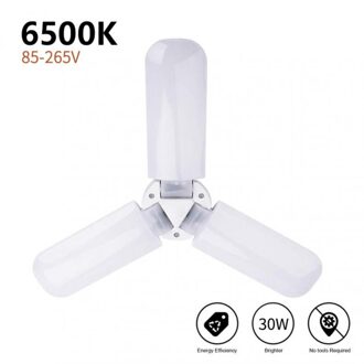 36W Vervormbare Industriële Verlichting E27 Led Fan Garage Licht Super Heldere Led High Bay Industriële Lamp Voor Workshop Vouwen lamp E26 30W wit