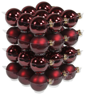 36x Bordeaux rode glazen kerstballen 6 cm mat/glans Bordeaux rood