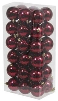 36x Bordeaux rode kerstballen 6 cm kunststof glans Bordeaux rood
