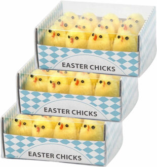 36x Decoratie paaskuikentjes geel 3 cm