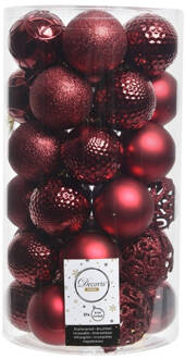 36x Donker rode kerstversiering kerstballen set kunststof 6 cm Rood