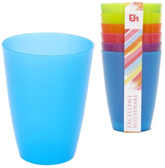 36x Gekleurde drinkbekers/mokken kunststof 10 cm voor kinderen
