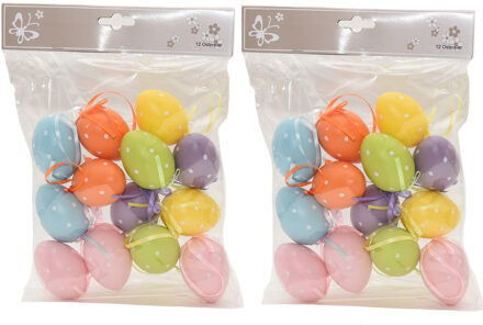 36x Gekleurde plastic/kunststof decoratie eieren/Paaseieren 6 cm